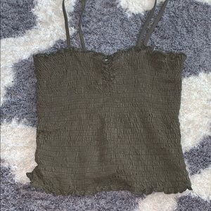 Smocked green cropped tank